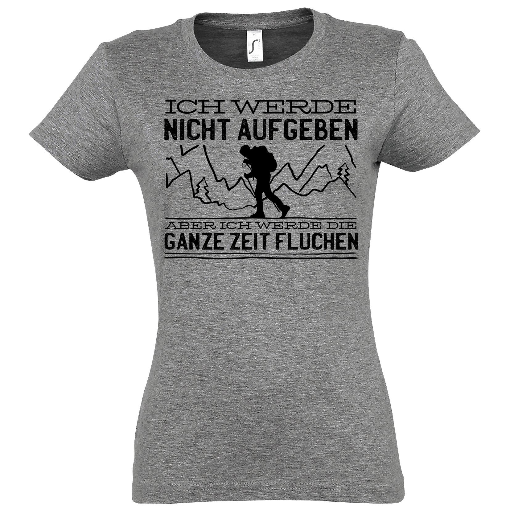 Youth Designz T-Shirt mit T-Shirt Nicht Aufgeben trendigem Grau Frontprint Wandern Damen