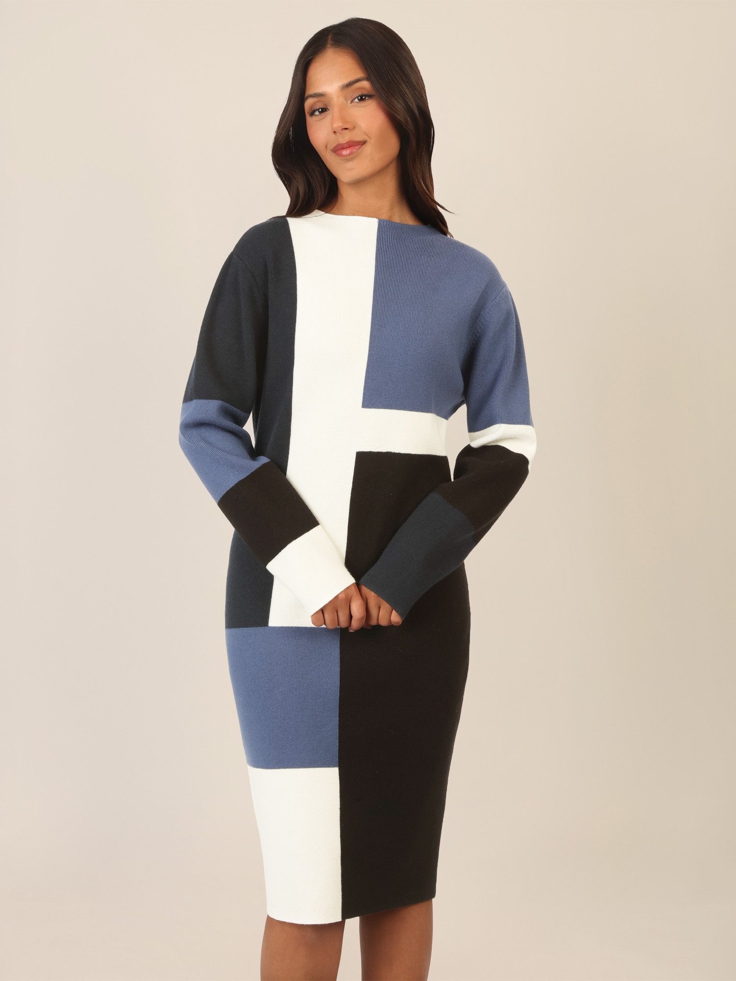 Apart Strickkleid mit grafischem Blockmuster günstig online kaufen