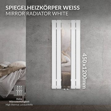 LuxeBath Heizkörper Zimmerheizkörper Pannelheizkörper Spiegelheizkörper, Weiß 450x1200mm Mittelanschluss