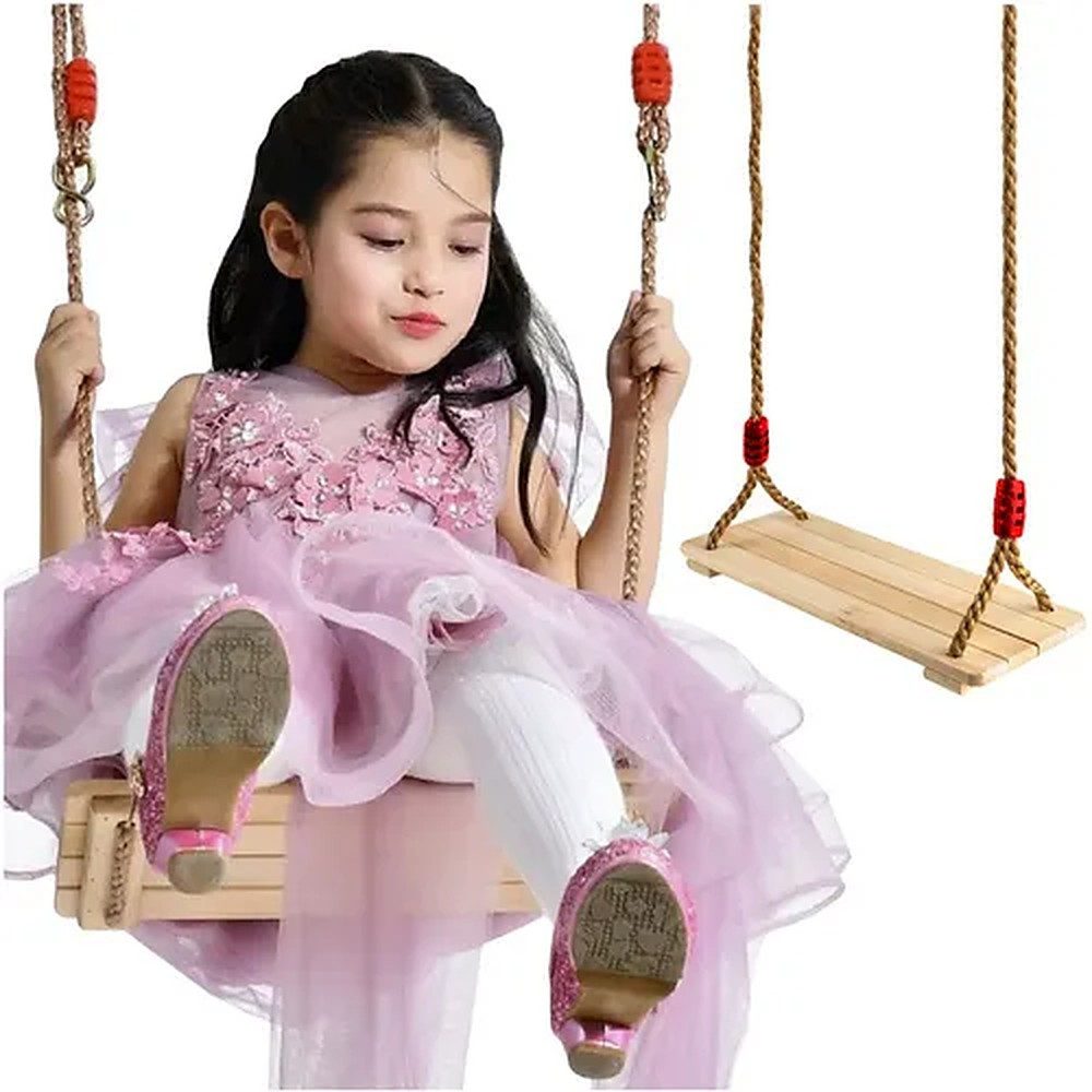 KRUZZEL Schaukelanbau Brettschaukel Kinderschaukel Gartenschaukel, (Spar-Set, 1 St., 40 x 16 cm stabil), verstellbare Seile 100-170 cm, bis 50 kg, Holzsitz