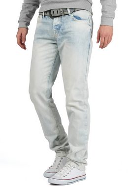 Cipo & Baxx 5-Pocket-Jeans Hose BA-CD319X Hellblau W29/L32 (1-tlg) mit dicker Ziernaht und Logo