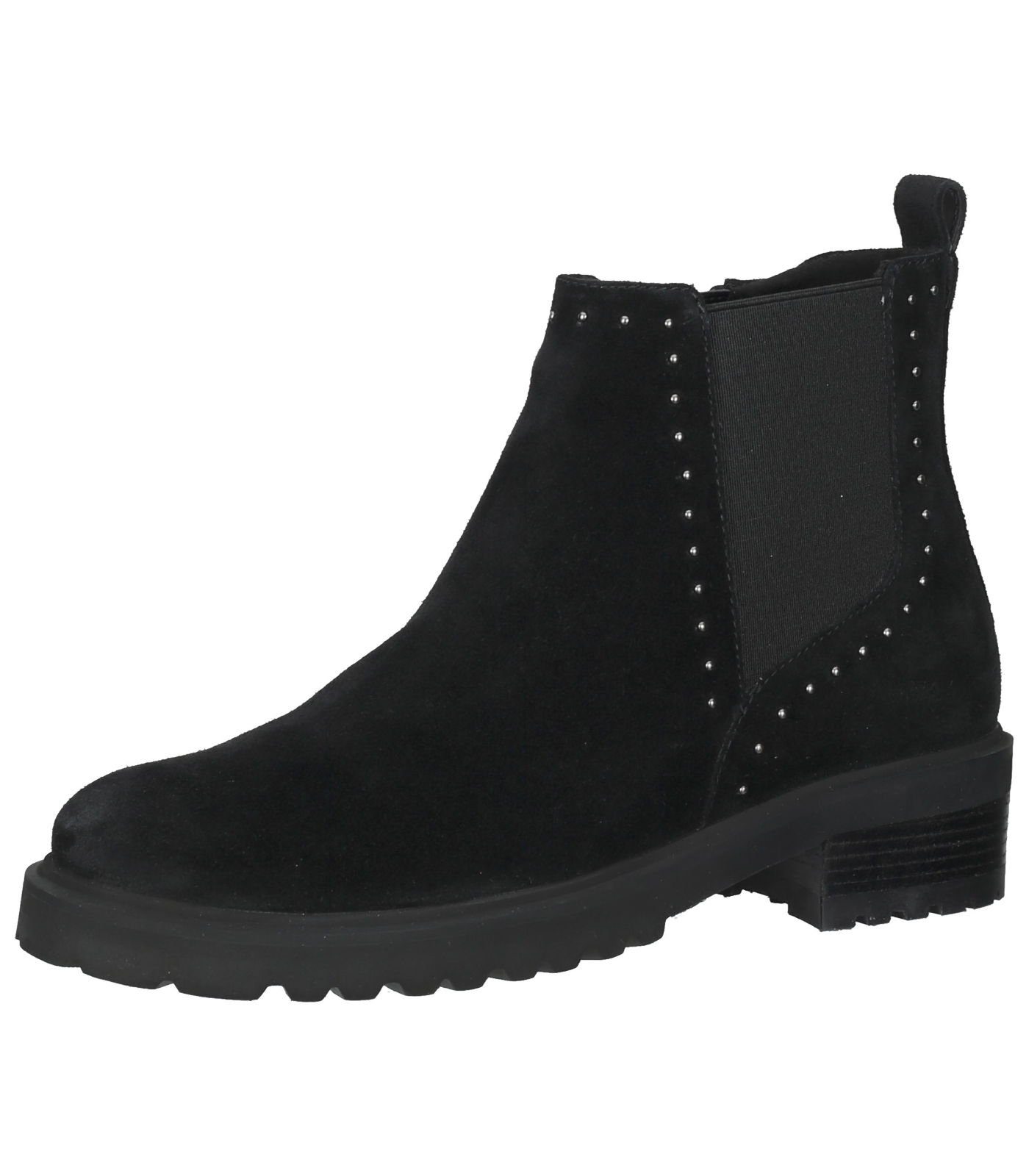 Spm Stiefelette Leder Ankleboots Schwarz