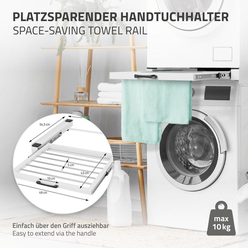 ML-DESIGN Zwischenbaurahmen Waschmaschinenzubehör Stapelrahmen Verbindungrahmen für Trockner (1-St), Waschmaschinen Zwischenbausatz mit Wäscheleine 60,5x54,5cm Stahl Weiß