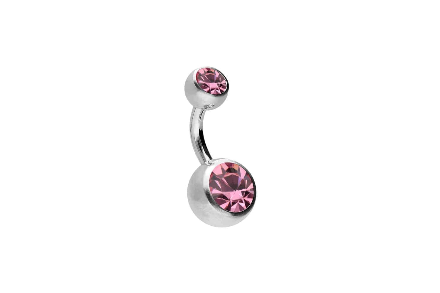 PIERCINGLINE Bauchnabelpiercing Titan Bananabell ZWEI KRISTALLE günstig online kaufen