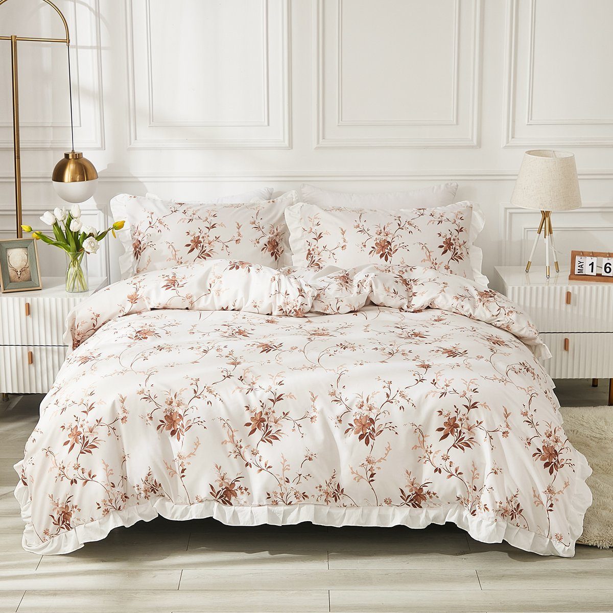 BYSURE Bettwäsche, Polyester, 3 teilig, Blumen-Bettbezug günstig online kaufen