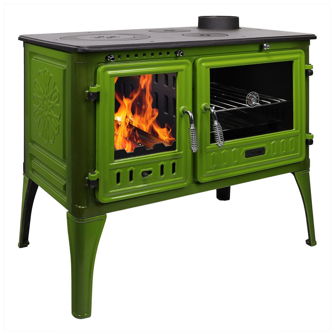 365 Kaminofen 365® Küchenherd Cook Lite grün emailliert 8,5 kW Gusseisen A+, 8,5 kW