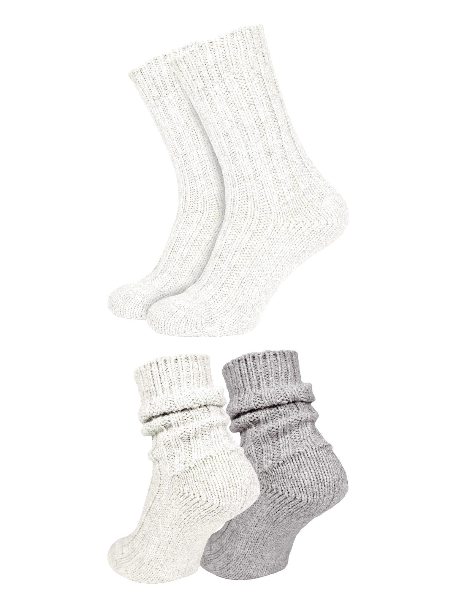 Black Snake Kuschelsocken warme dicke Wintersocken aus Wolle und Alpaka für Damen und Herren (Socken-Set, 4-Paar, Wollweiß 35/38) Wollsocken als Haussocken und  – Bild 2 von 5