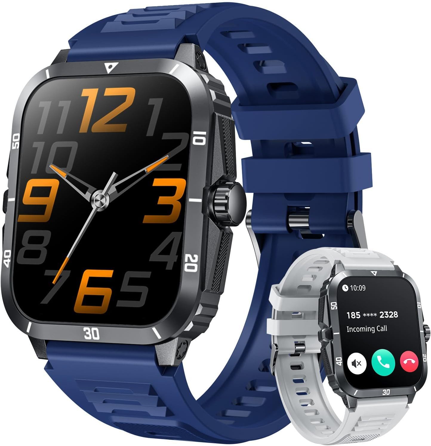 TAOLOON Smartwatch (5 cm, android ios), Herren Military Smartwatch mit 2.0" Display, Bluetooth Telefonie