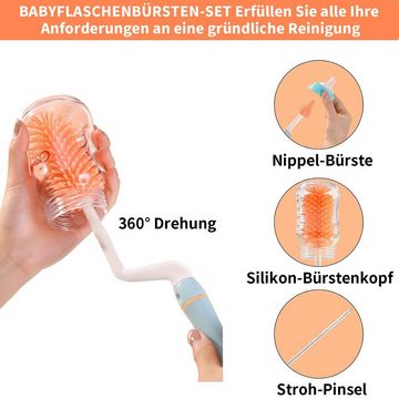 yozhiqu Reinigungsbürste Silikon-Reinigungsbürste für Babyflaschen, Flaschenbürsten-Set, (5-tlg), 360-Grad-Reinigung,tragbar,sichere Materialien,Heißwasserdesinfektion