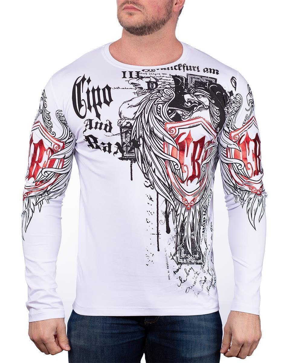 Cipo & Baxx Sweatshirt Herren Longsleeve BA-CL477 (1-tlg) mit diversen Prints verziert