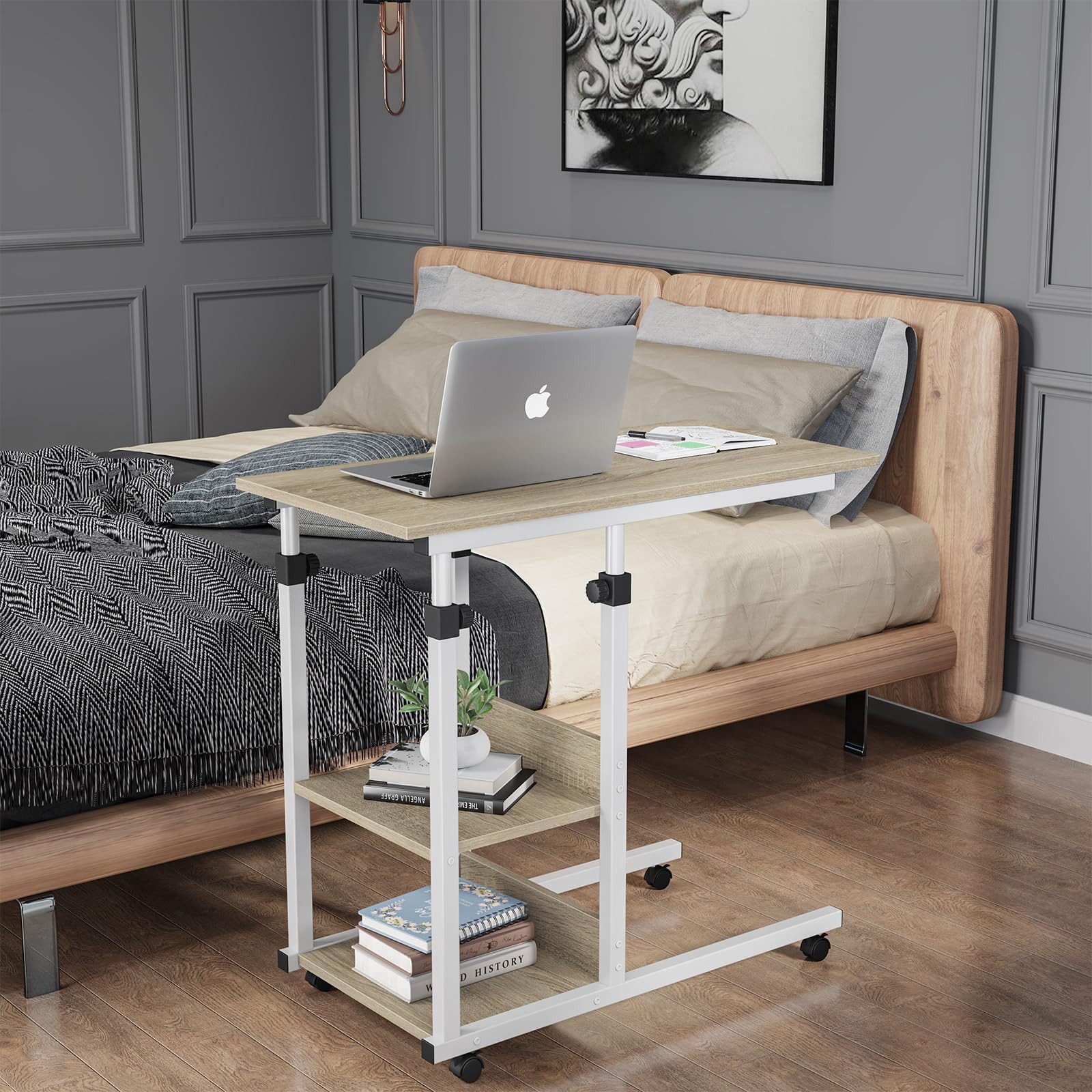 Dripex Beistelltisch Schreibtisch mit Rollen Computertisch Höhenverstellbar günstig online kaufen