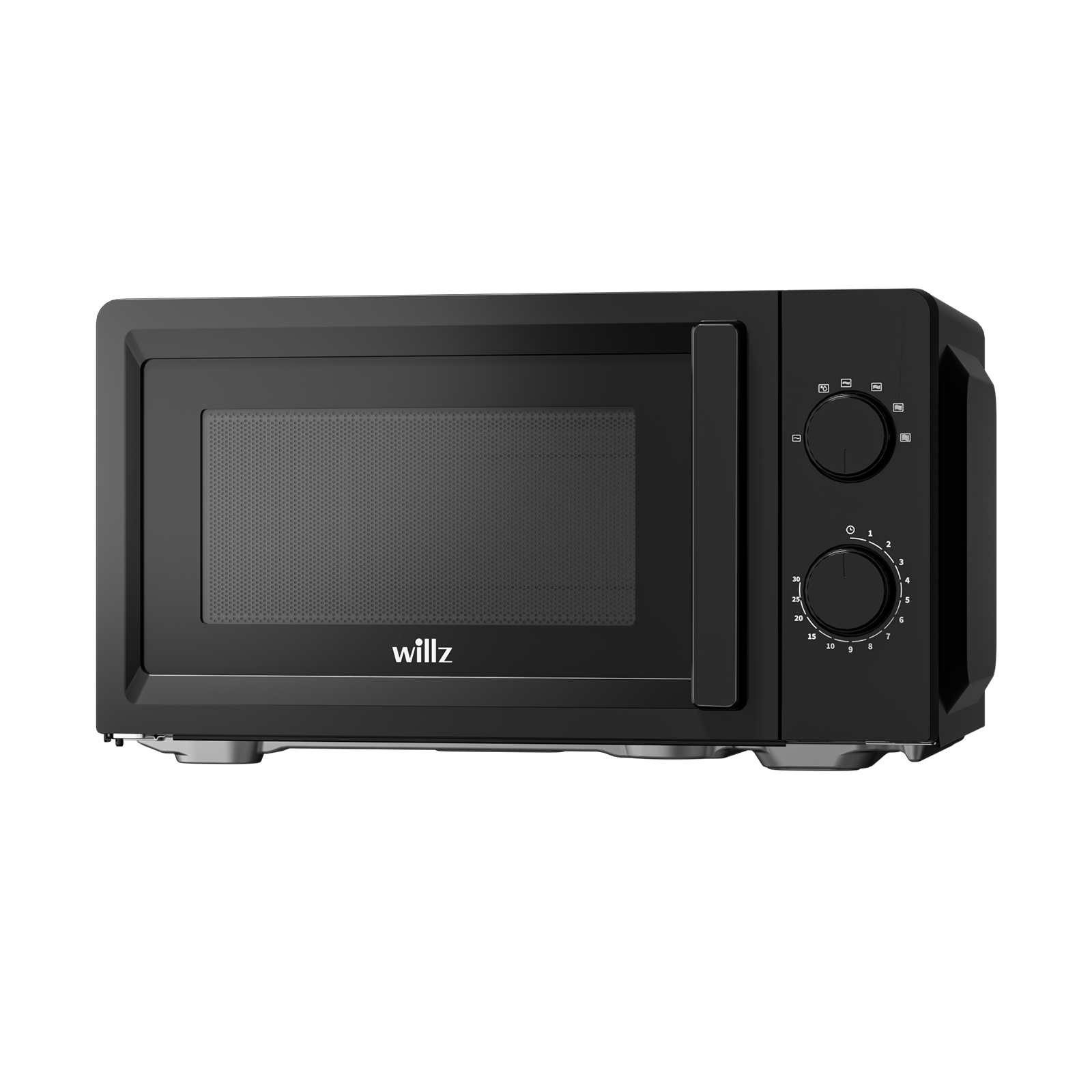 BBWL Mikrowelle 20L, 700W, mechanisch mit Drehreglern, 6 Leistungsstufen, Timer bis 30 Min, Schwarz/Weiß