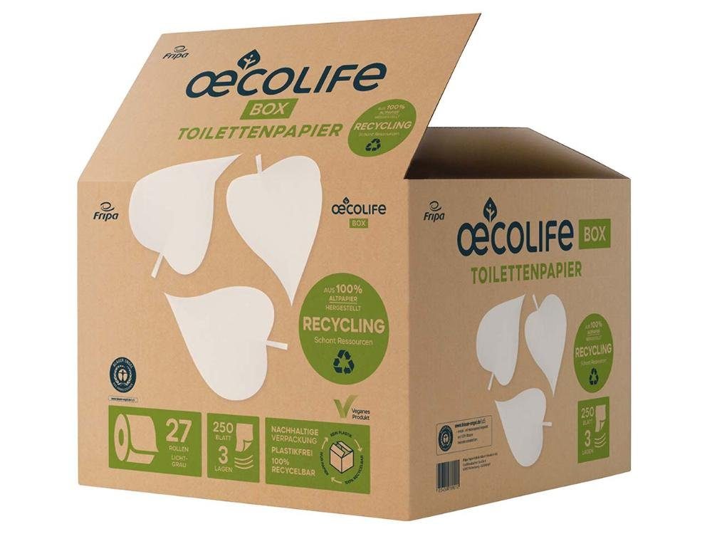 oecolife Toilettenpapier oecolife Toilettenpapier in der Box 'Recyling', 3- (27-St)