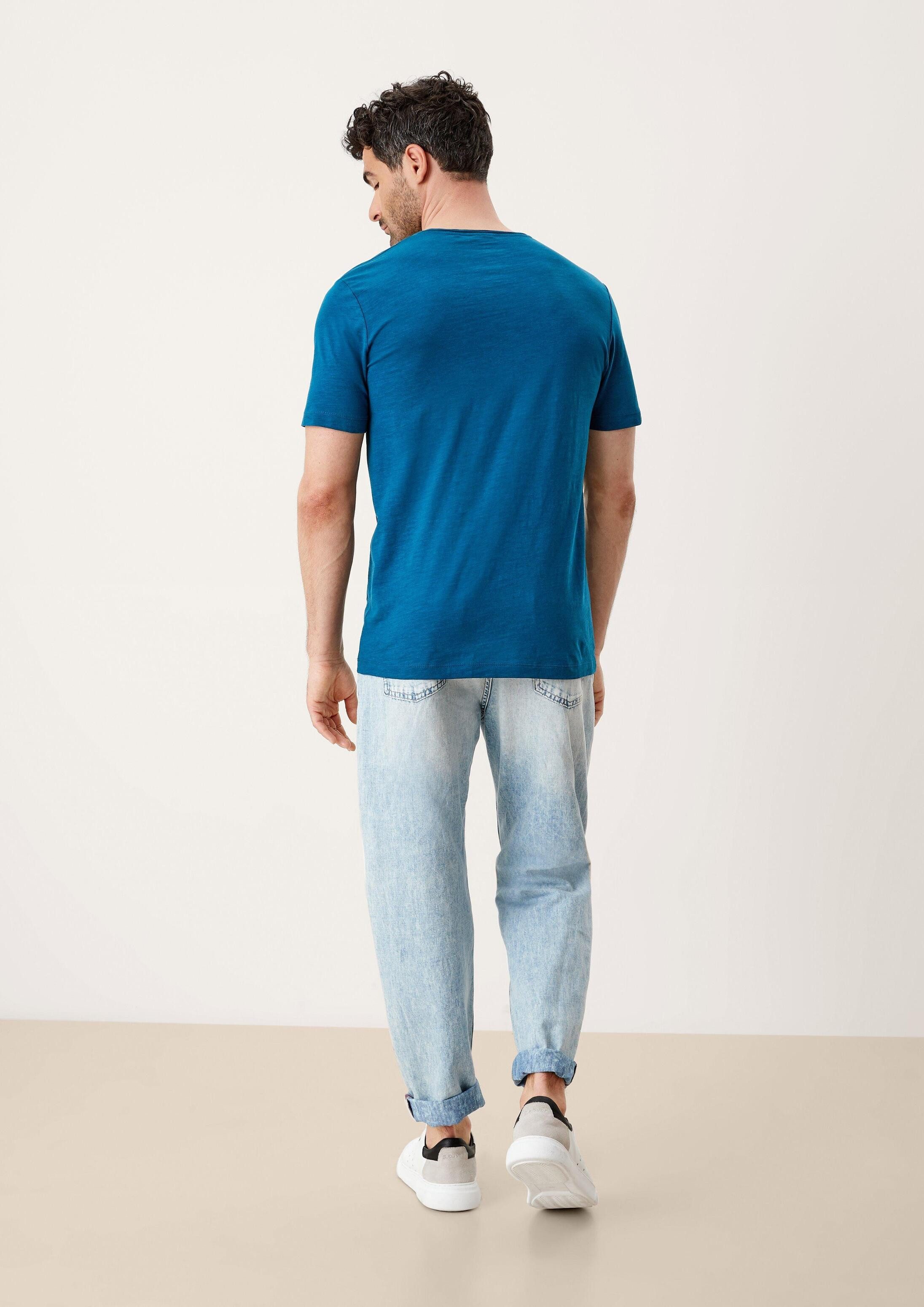 s.Oliver Kurzarmshirt T-Shirt Flammgarnshirt aus Jersey