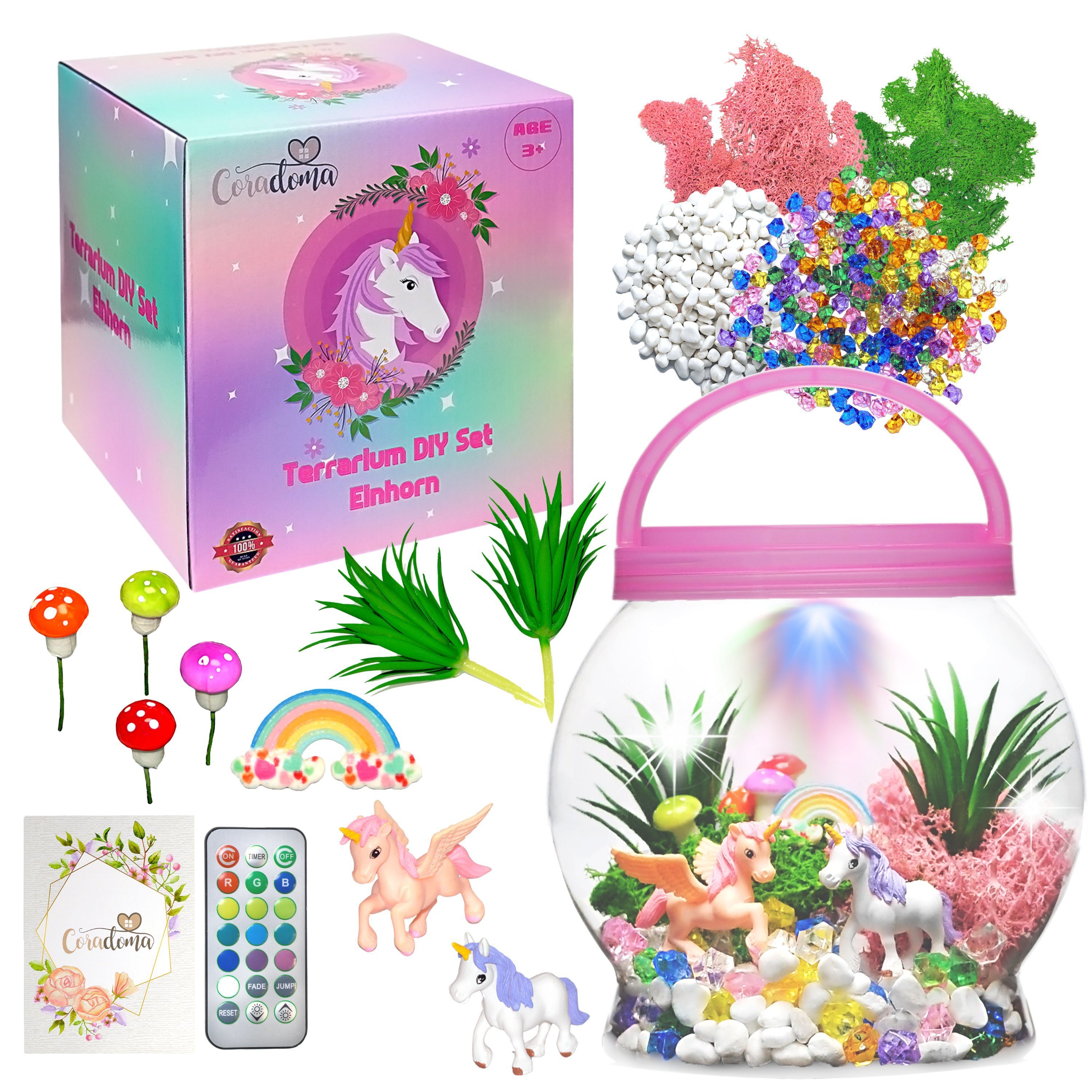 Coradoma Kreativset Terrarium Kit für Kinder DIY Bastelset mit Nachtlicht Lampe Deko, Junge und Mädchen Geschenke