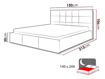 MIRJAN24 Polsterbett Swift (mit Bettkasten und Kopfteil), mit Lattenrost, 3 Größen - 140/160/180 cm