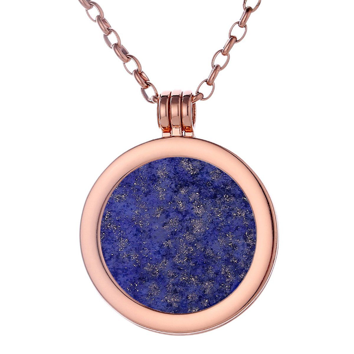 Kette mit Anhänger Halskette roségold mit Chakren Scheibe 33 mm