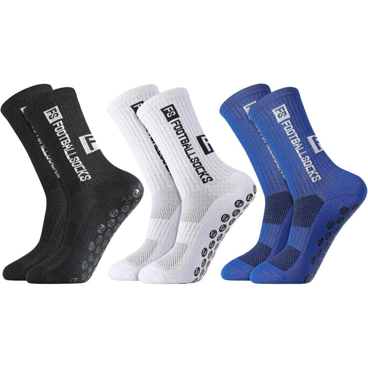 Fußballtor 3 Paare Sportsocken Herren 38-46 Anti Rutsch Grip Fußballsocken