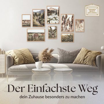 Heimlich Poster Set als Wohnzimmer Deko, Bilder DIN A3 & DIN A4, Pampasgras, Landschaften