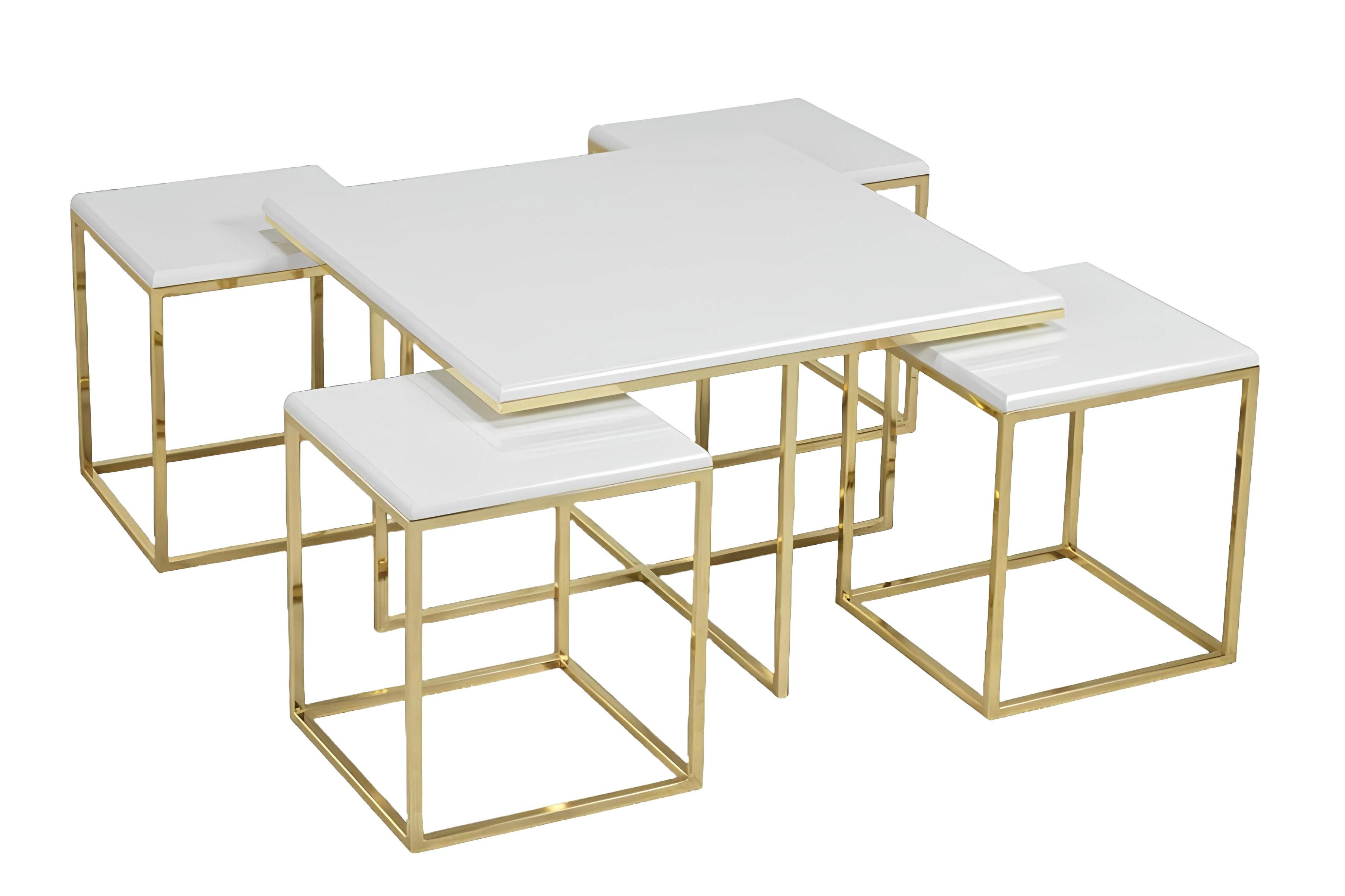 Xlmoebel Couchtisch Weißer Design-Couchtisch aus lackiertem Metall (Couchtisch), Hergestellt in Europa