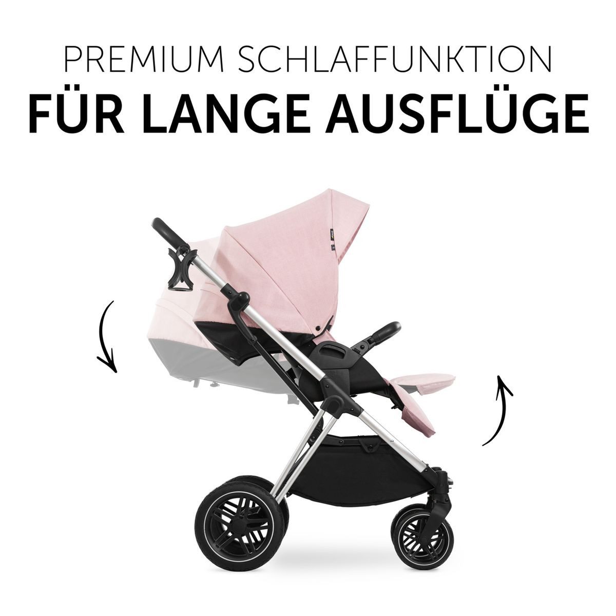 Hauck Sportbuggy Vision X - Melange Rose, Sportwagen mit Liegefunktion, Einhandfaltung & Regenschutz - bis 25 kg