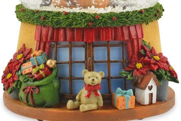 RIFFELMACHER & WEINBERGER Schneekugel Spieluhr "Weihnachtsmann mit Teddy" 14 cm - 72284, Advent Weihnachtsdekoration