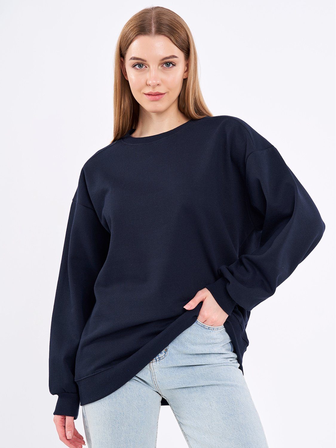 COMEOR Sweatshirt Damen Oversize Pullover Langarm Baumwolle