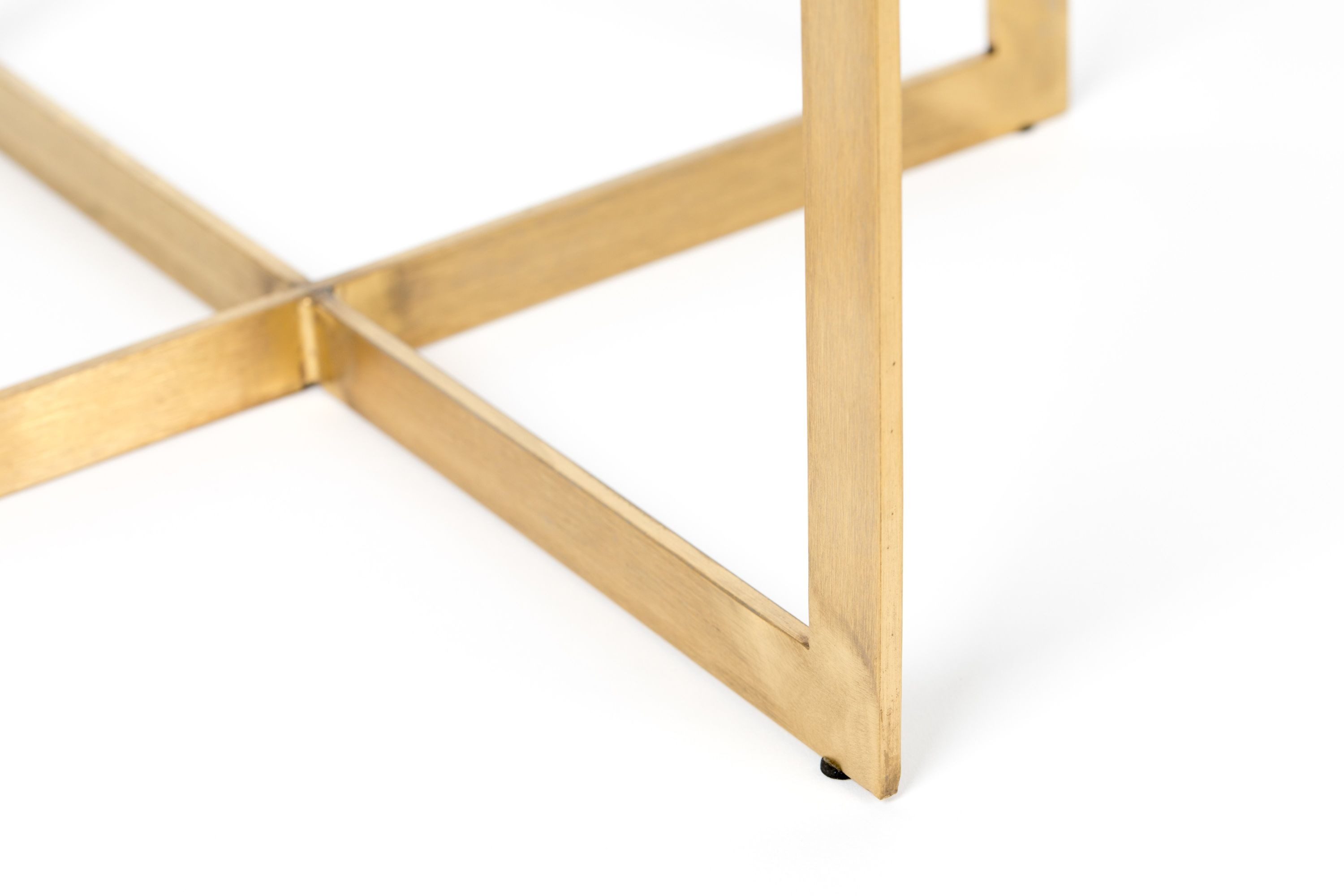 Zuiver Eckschreibtisch Beistelltisch Luigi quadratisch weiß gold 45 cm Terrazzo Eisen (Beistelltisch)