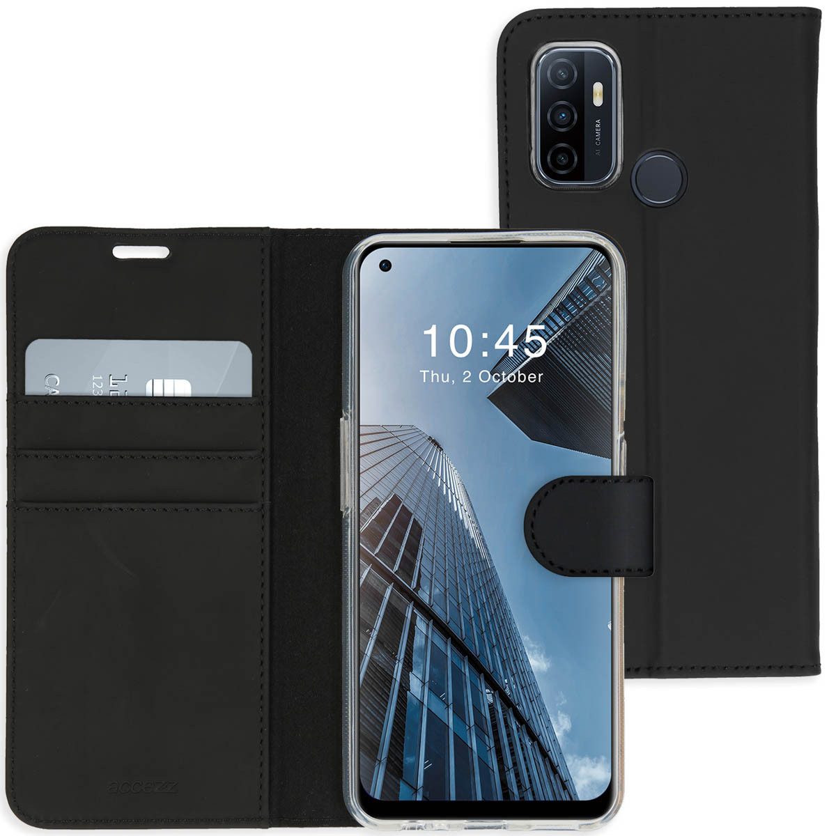 Accezz Smartphone-Mappe Accezz Wallet TPU Klapphülle Oppo A53 / Oppo A53s - Schwarz