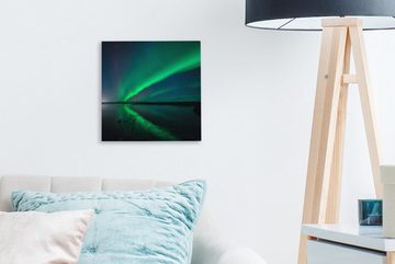 OneMillionCanvasses® Leinwandbild Nordlicht - Island - Sternenhimmel - Grün - Wasser, (1 St), Leinwand Bilder für Wohnzimmer Schlafzimmer