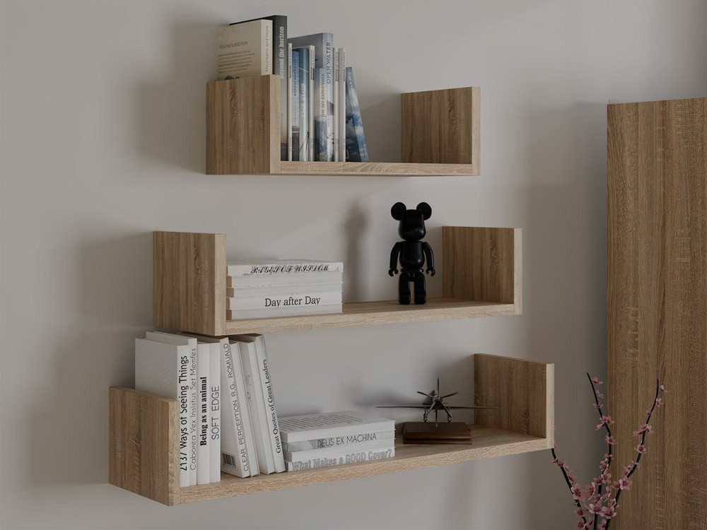 Raumhirsch Furniture Hängeregal Schweberegal, Wandboard, Wandregal 3er Set, Maße 80 x 20 x 14 cm, einfache Montage, 3er Set, Wandmontage, Vielseitige Nutzung