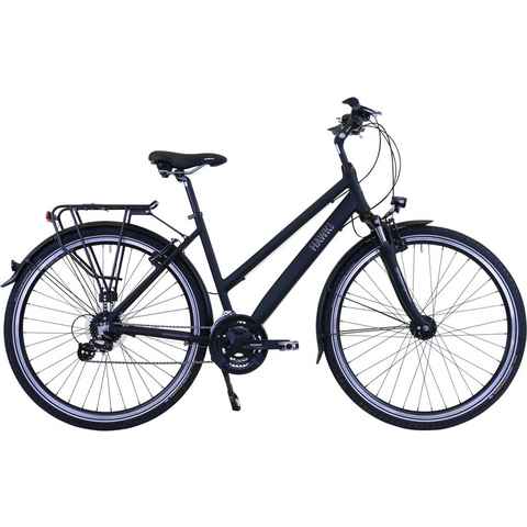 HAWK Bikes Trekkingrad HAWK Trekking Lady Premium Black, 24 Gang microSHIFT, für Damen und Herren