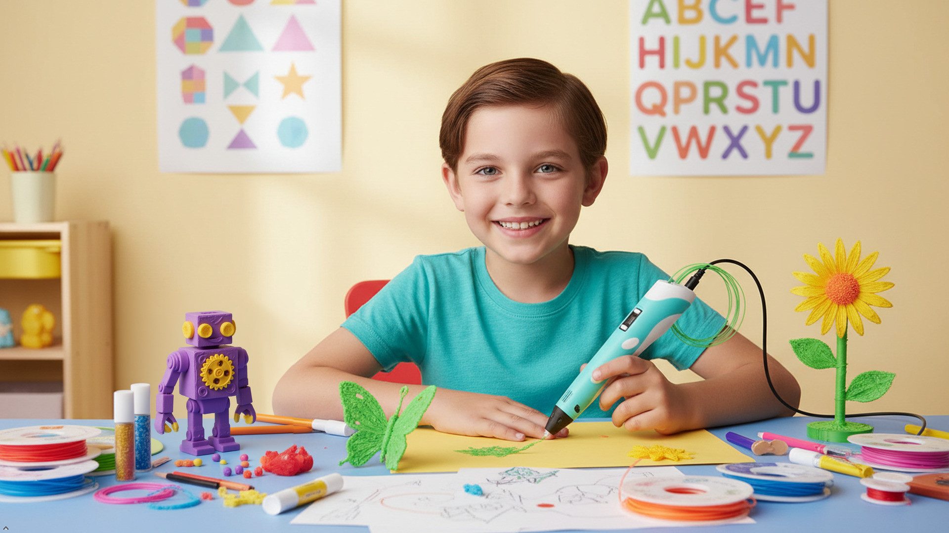 LOFTY 3D-Drucker-Stift Der 3D Stift, 3D Stift Set, Mit 15 Farben, 75m Filament, Mit Handbuch, Malbuch, Hochwertig, Kindergeschenk