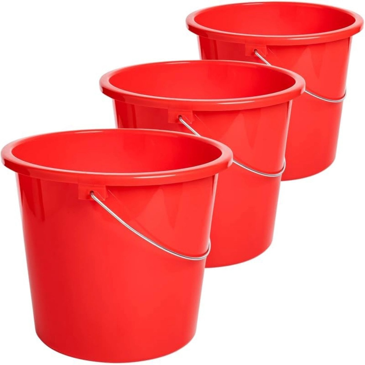 Centi Putzeimer BASIQ Haushaltseimer 5 L, (3er-Set), rot, Ø23 cm, H20 cm