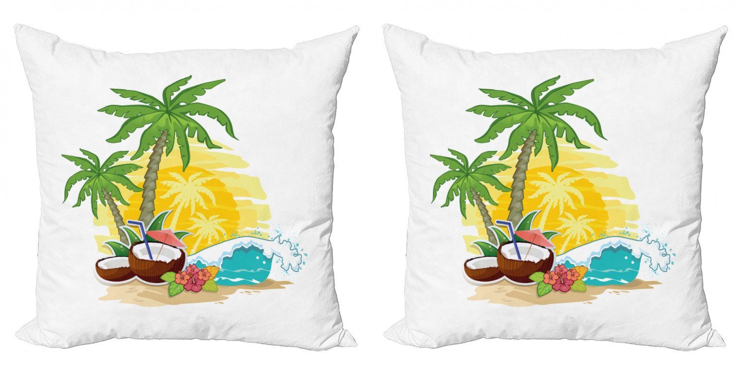 Kissenbezüge Modern Accent Doppelseitiger Digitaldruck, Abakuhaus (2 Stück), Cocktailparty Coconut Drink Palms