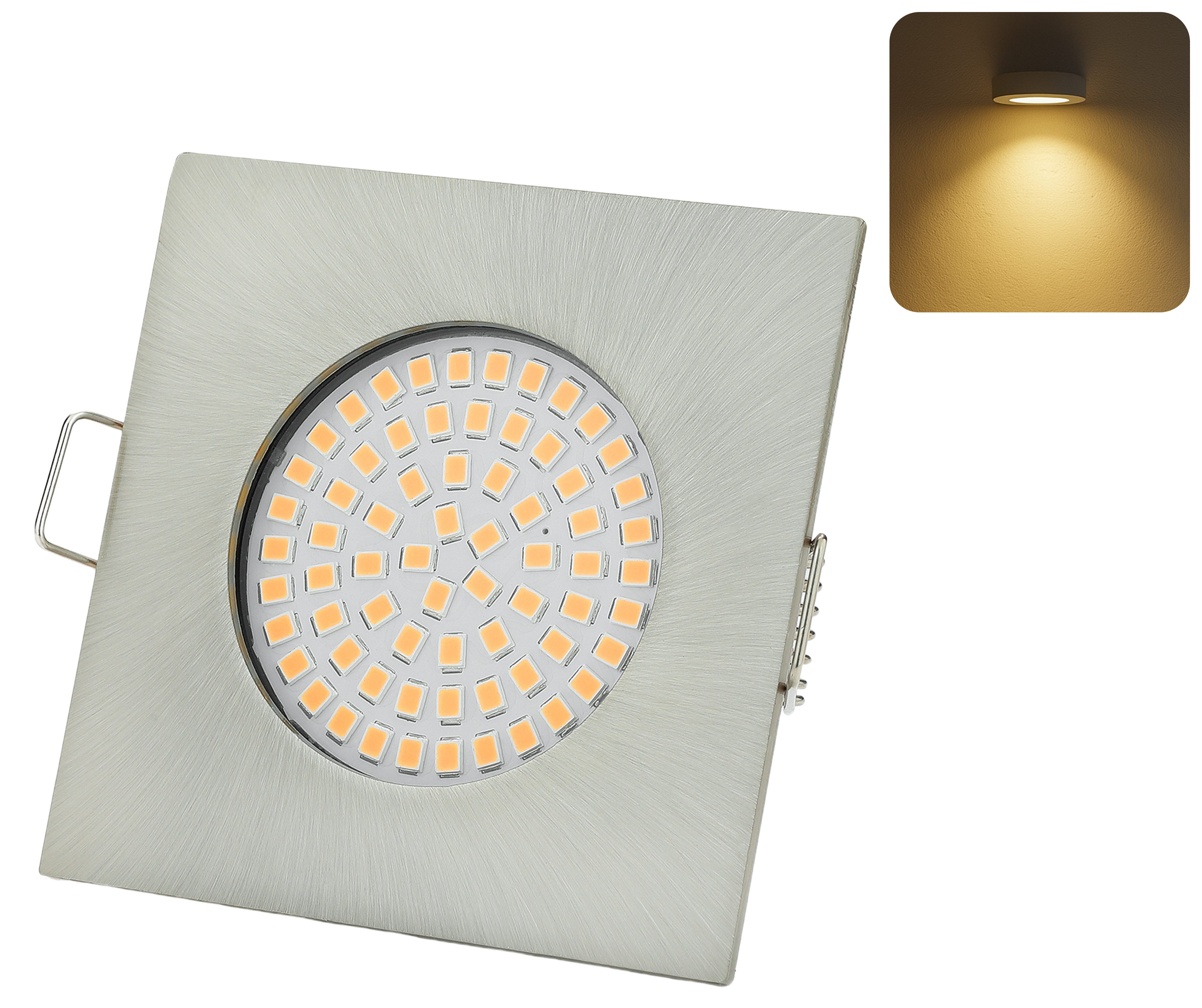 Sweet LED LED Einbaustrahler Eckig Flach 3,5W 230V Chrom LED Einbauleuchte 3000K Deckenspots Ø65–68, 3000K - warmweiß, Deckenspots, Deckenstrahler,Einbauleuchten