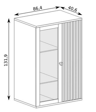 Furnix Vitrine CALLINI C-3 elegante Standvitrine 2-türig mit Glastür 1 Tür B86,4 x H131,9 x T40,6 cm