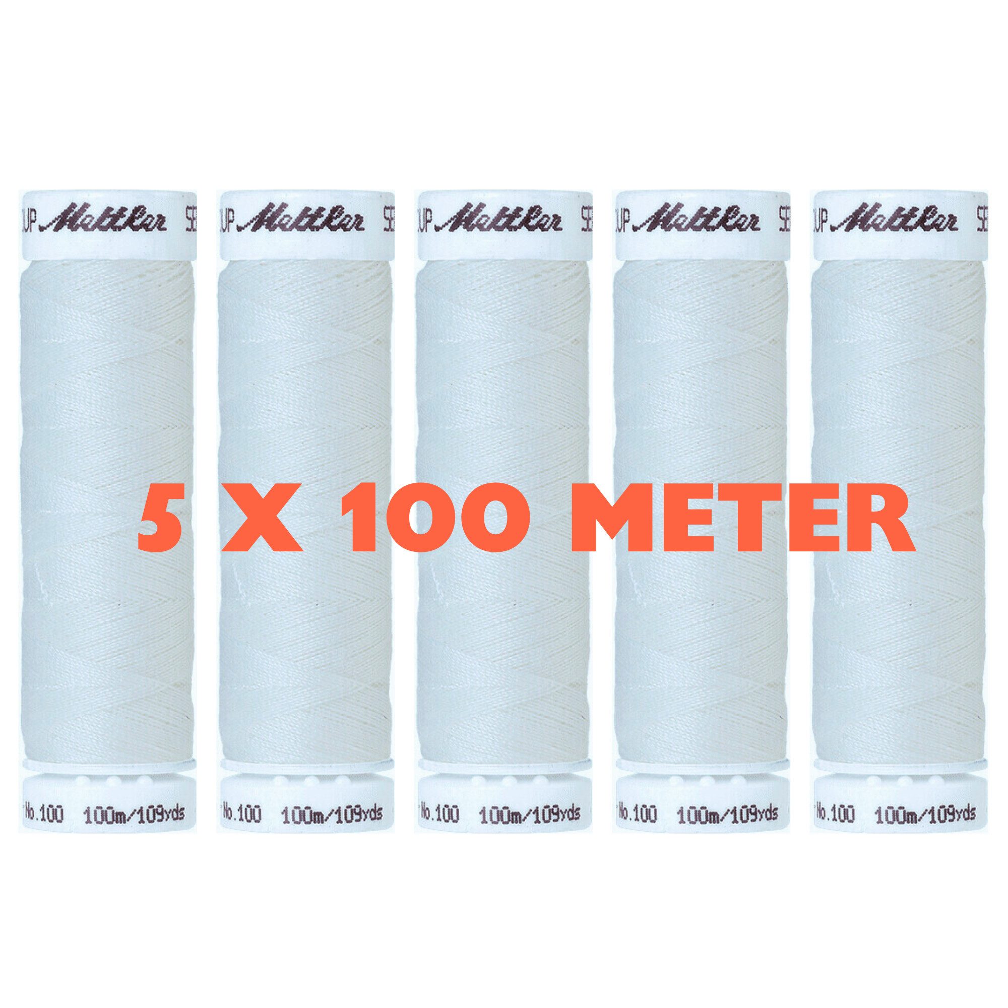 Amann 5 x 100 m Amann Mettler Nähgarn Allesnäher Seralon - 2000 - Weiß Nähgarn, 500 m (5-St), Nähgarn für alle Stoff- und Sticharten