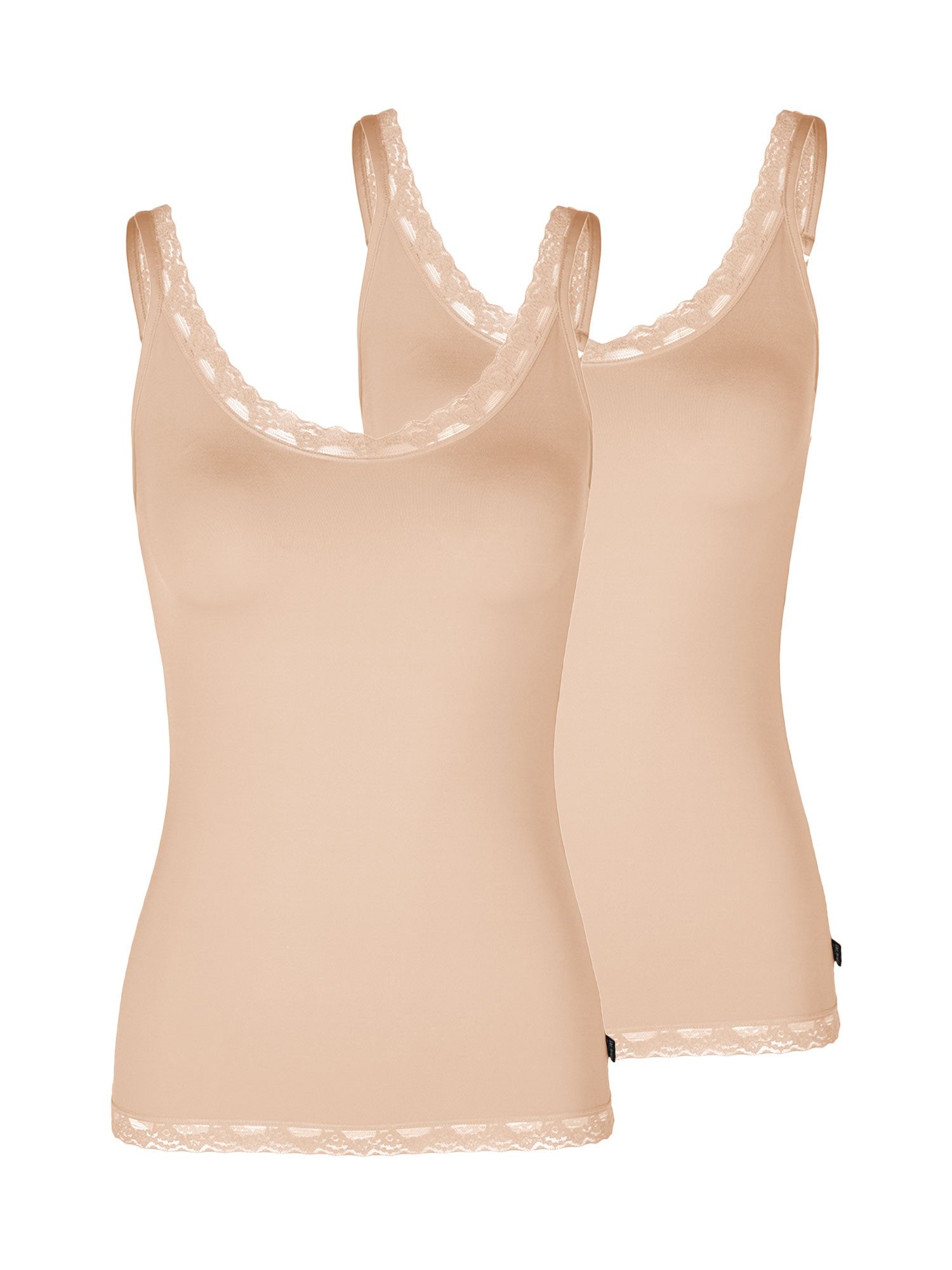 like it! Achseltop 2er Pack Damen Trägertop Olivia (Packung, 2-St) Softe Microfaser, Spitzenabschlüsse, glatte Ware mit feinem Glanz