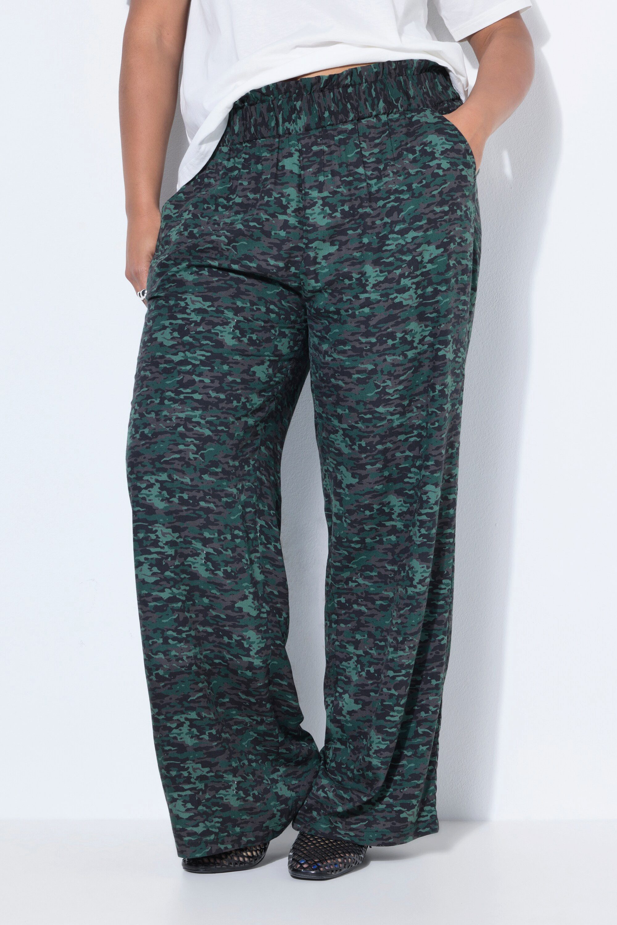 Studio Untold Schlupfhose Hose Wide Legs High Waist Camouflage