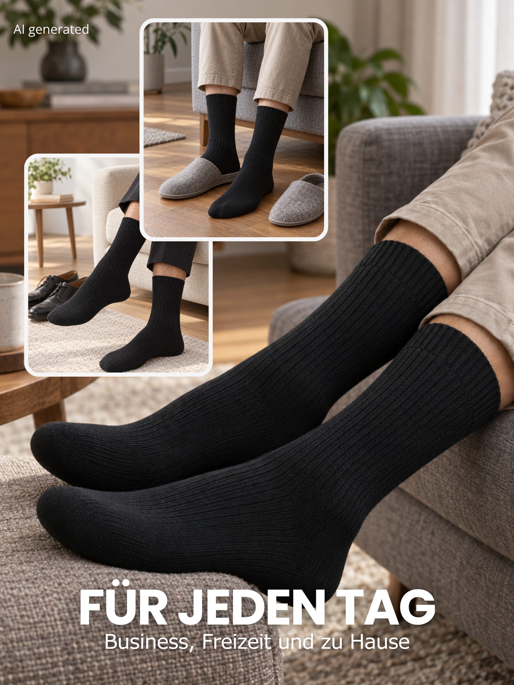 GAWILO Komfortsocken "Natur" aus 100% reiner, naturbelassener Baumwolle für Damen & Herren (6 Paar) Etwas gröber gestrickt für extra Tragekomfort & angenehmes H – Bild 5 von 5
