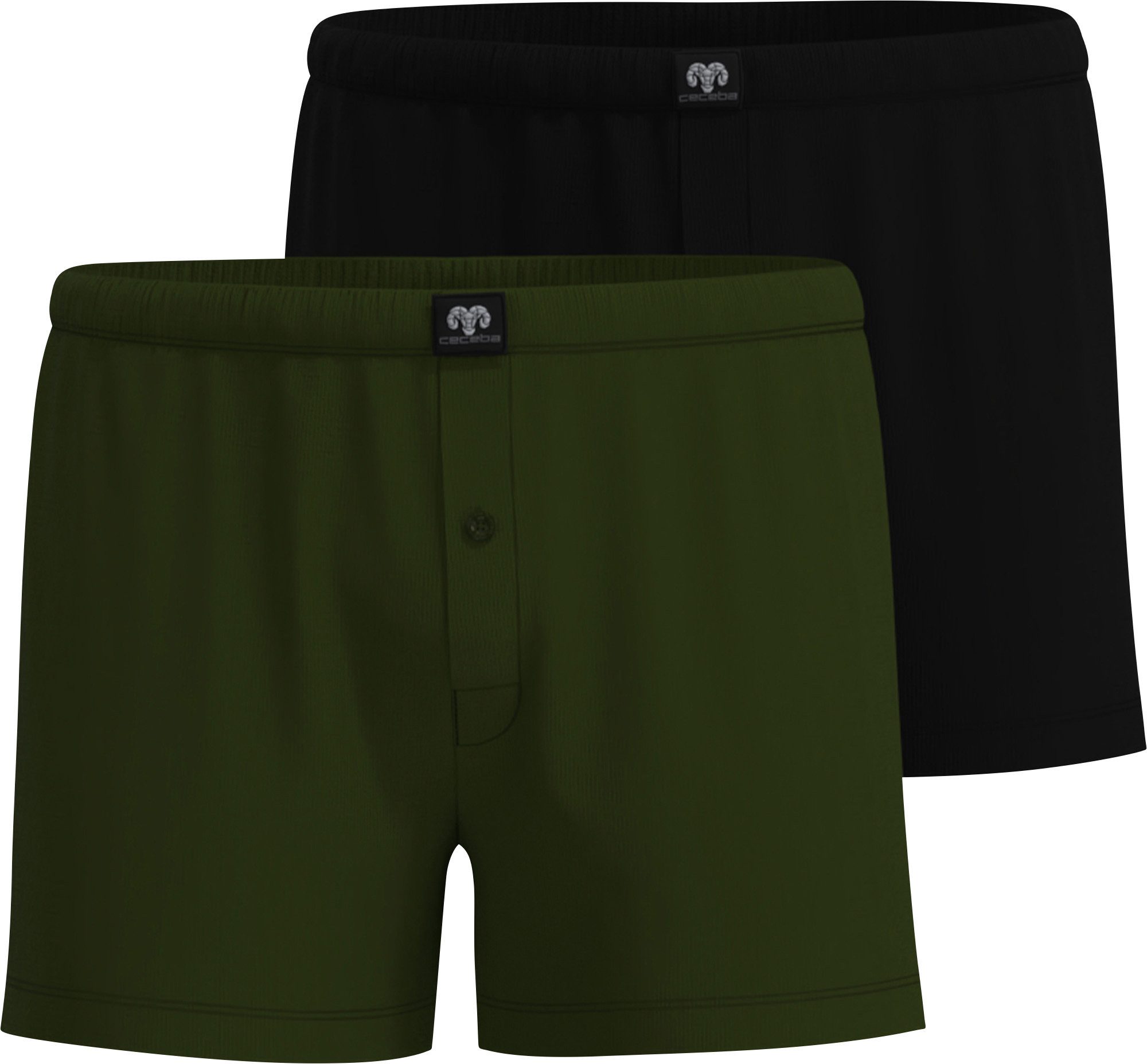 CECEBA Boxershorts Bio Herren-Boxershorts 2er-Pack Single-Jersey Uni