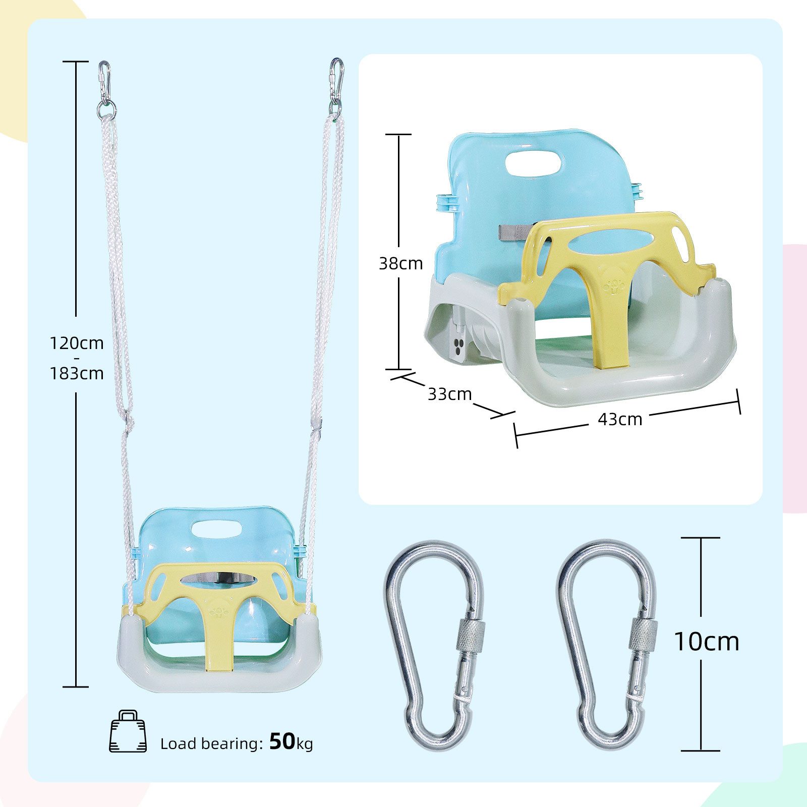 CCLIFE Babyschaukelsitz Babyschaukel Kinderschaukel Outdoor und Indoor Verstellbar 50KG