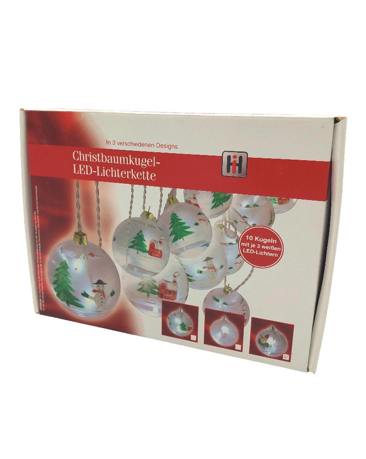 BURI Lichterkette LED Lichterkette aus Glas-Weihnachtskugeln Weihnachtsbeleuchtung Deko, Kugel