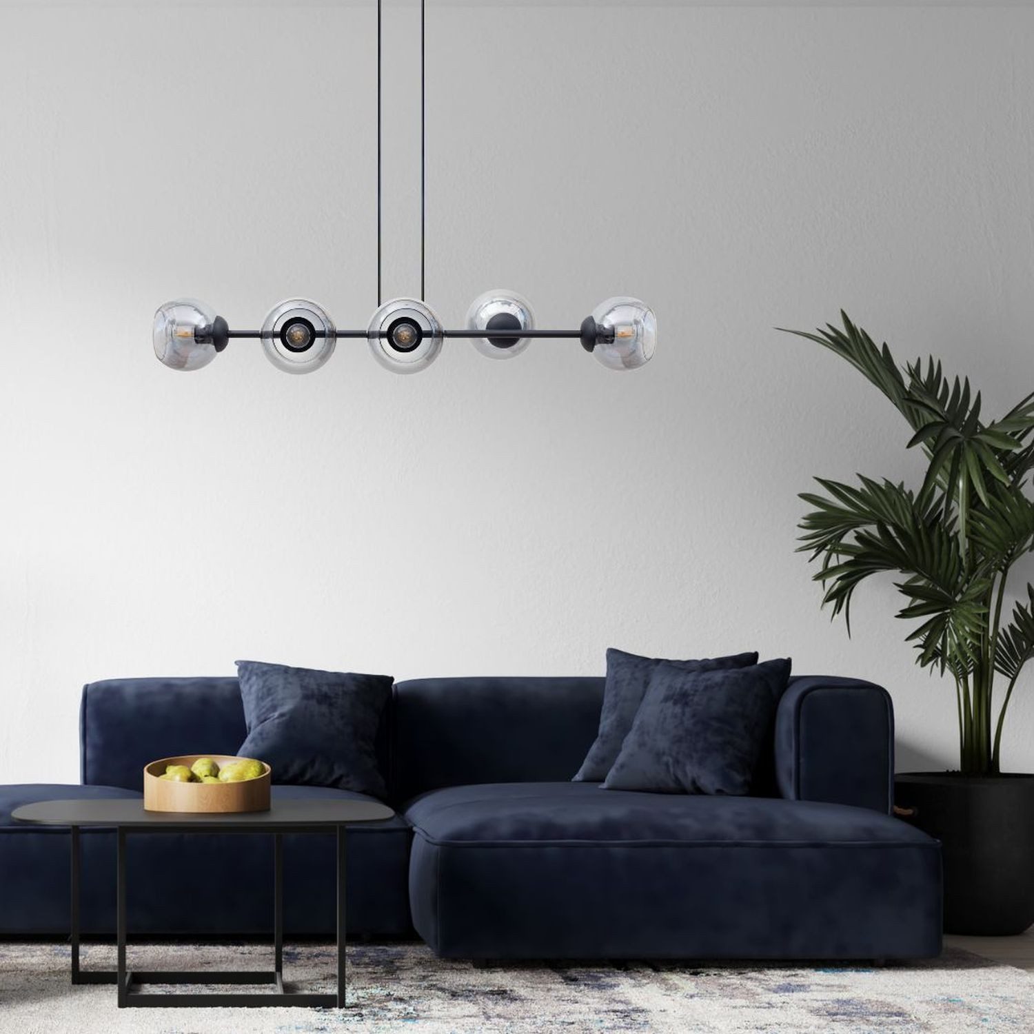 Licht-Erlebnisse Pendelleuchte STAMGUI, ohne Leuchtmittel, Metall Rauchglas E27 H: max. 90 cm Schwarz Rauchgrau Kugel Schirm