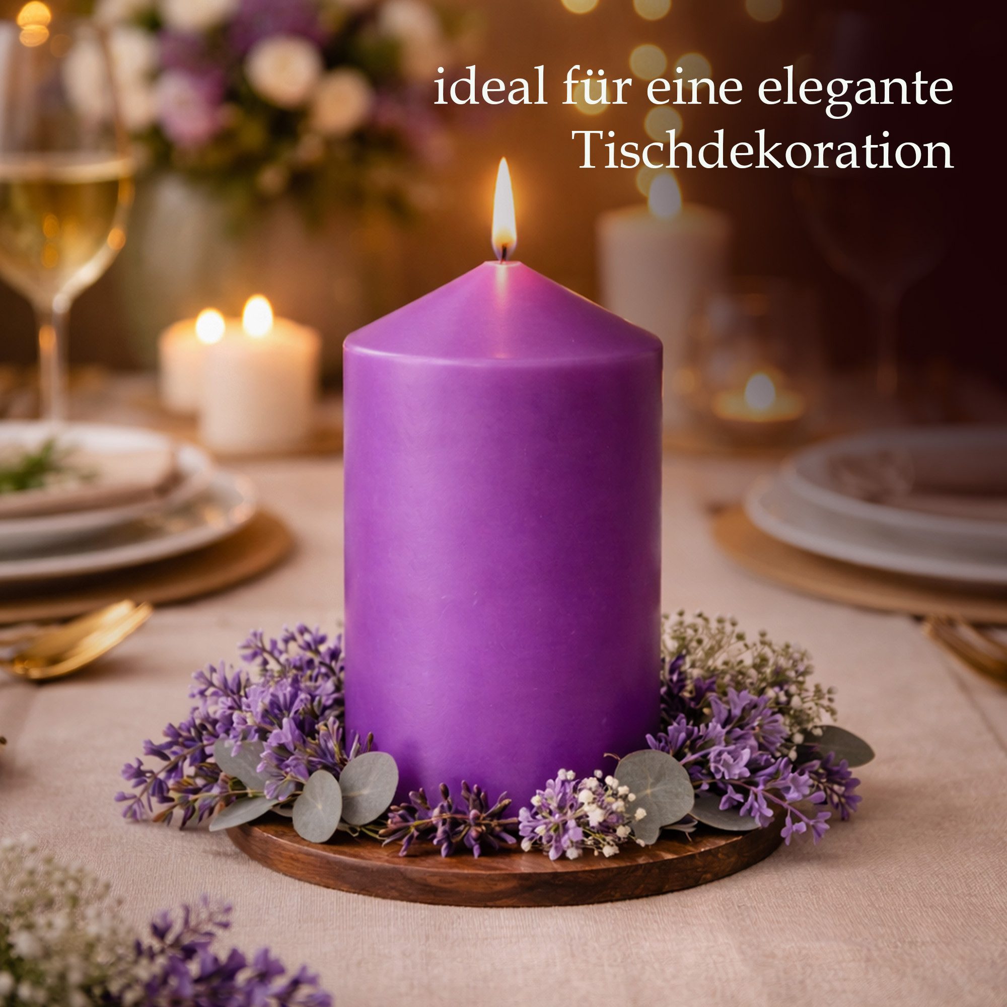 HS Candle Stumpenkerze Ø6cm x 10cm (4-tlg), Wachskerzen, Made in EU, 25h Brenndauer, Baumwolldocht