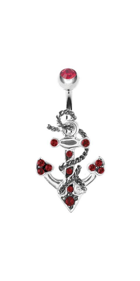 Karisma Bauchnabelpiercing Silber 925 Nabelpiercing Anker Mit Kristall Elements SBB-52