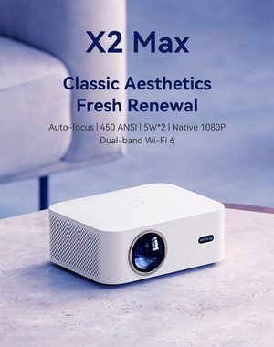 WANBO X2 Max LCD-Beamer (2000: 1, Autofokus, Vier-Richtungs-Keystone-Korrektur)