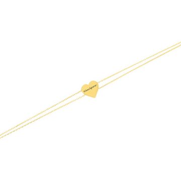 Stella-Jewellery Goldarmband 585er Gelbgold Armband Herz Gravurplatte (inkl. Etui, 1-tlg), Armkette, Goldarmband
