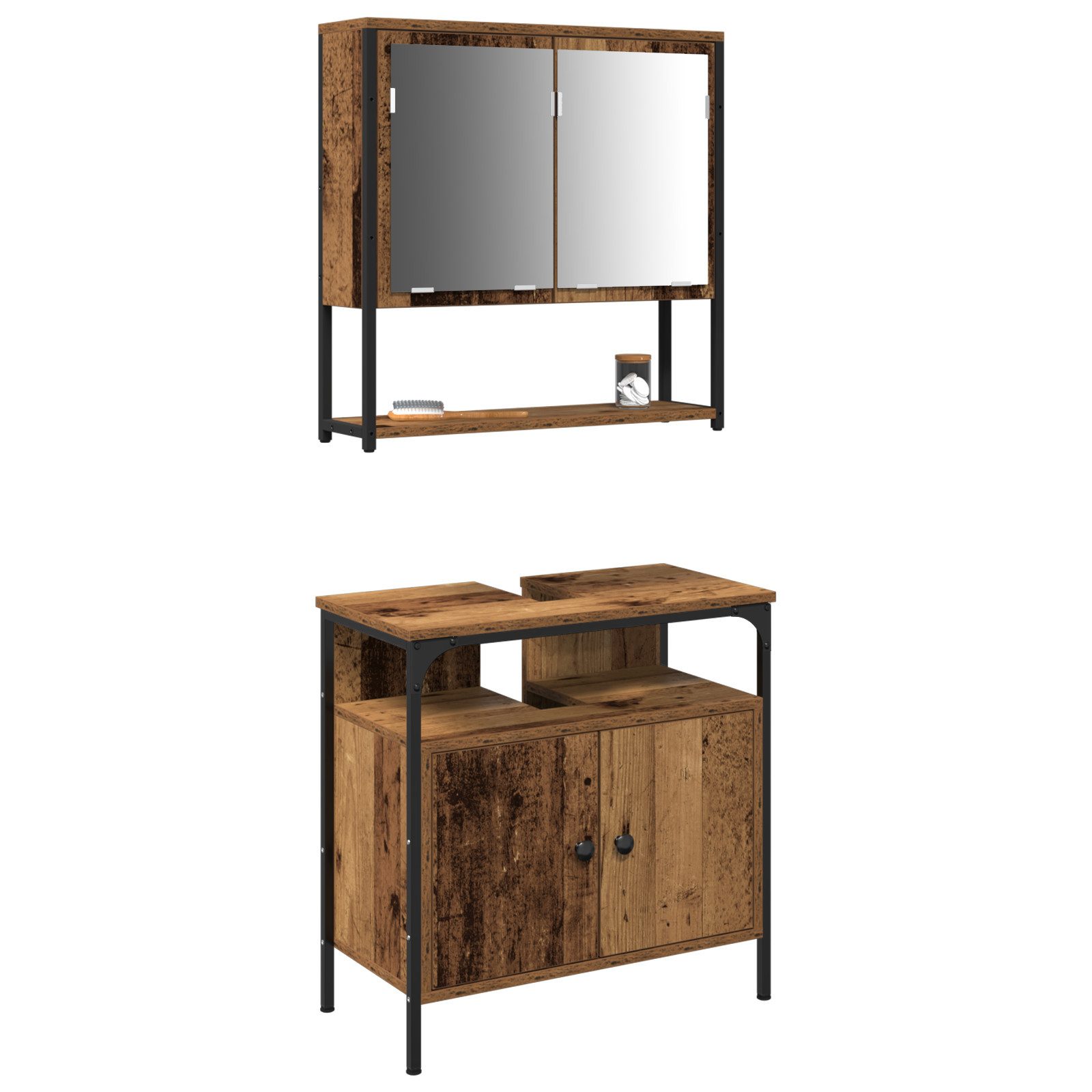 vidaXL Badezimmer-Set Waschbeckenschrank mit Einbaubecken Altholz günstig online kaufen